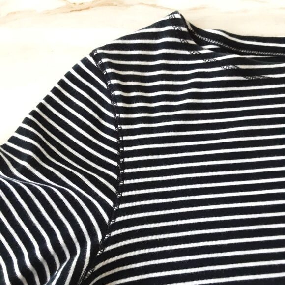 JONES NEW YORK 100% COTTON INSIDE OUT STRIPED BOAT NECK TEE-SHIRT SZ L - Picture 6 of 7